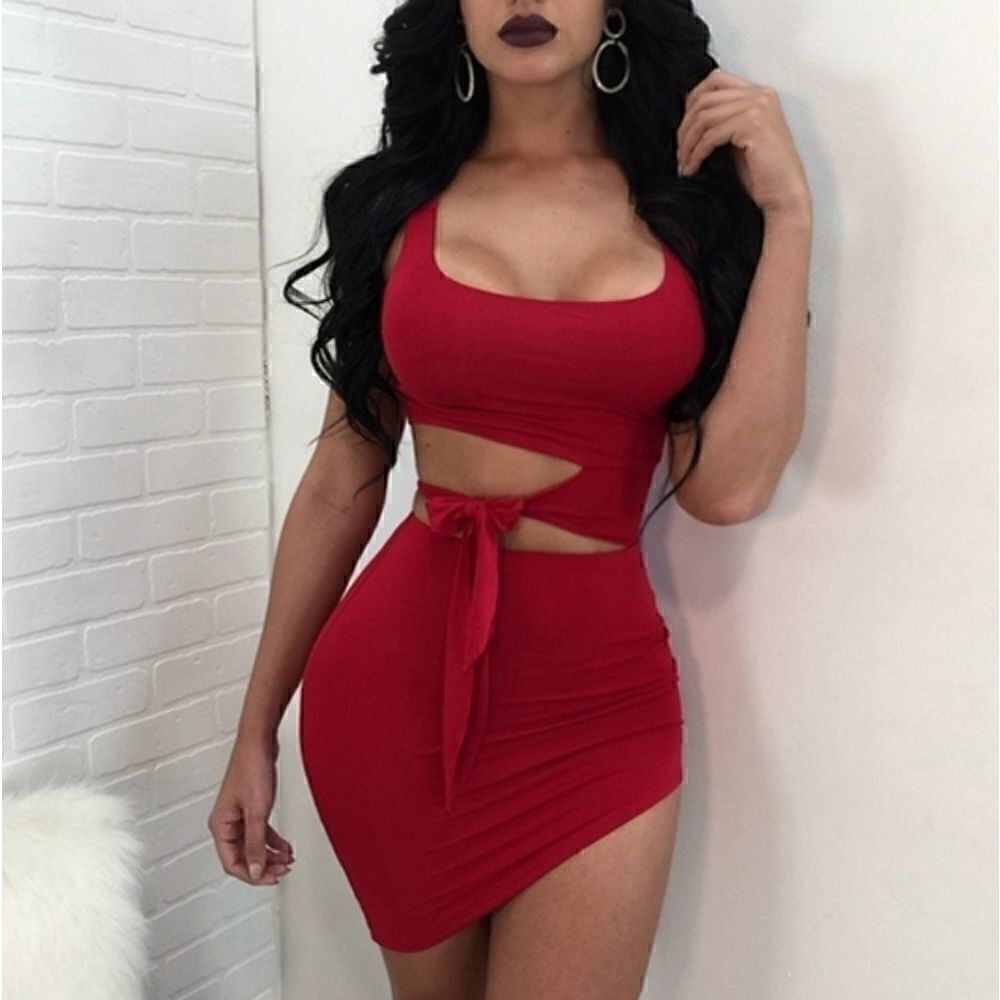 Women's Sexy Sleeveless Hollowed out Dress sz Xla